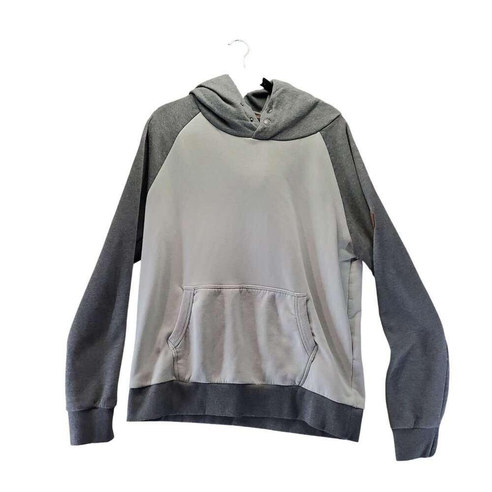 Wanakome Hoodie Mens Large Gray Two-Tone Pullover Kangaroo Pocket Cotton Blend